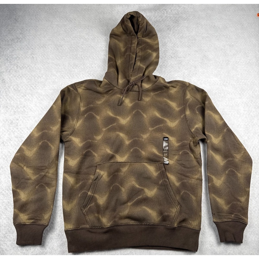 LCKR Hoodie Men‎ Small Brown Abstract Pullover Fleece Streetwear Sweatshirt NWT